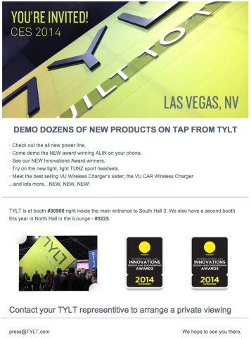 Visit TYLT at CES 2014! (Photo: Business Wire)