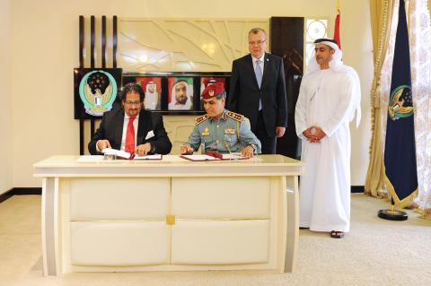 HH Sheikh Saif bin Zayed Al Nahyan while attending the signing of the MoU with the UNODC (Photo: Bus ... 