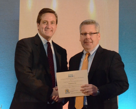 Phil Grudzinski, CEO of PACE presents certificate awarding the PACE-SRO Seal of Accreditation to Mic ... 