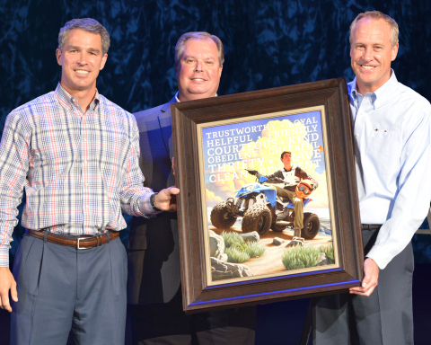 Brad Farmer, Assistant Chief of Scouts, Boy Scouts of America presents one-of-a-kind print to Polari ... 