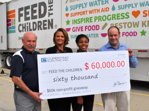 Construction Leader Cupertino Electric Donates $60,000 to Feed the Children following video competit ... 