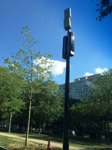 CommScope deployed about 70 FlexWave Prism remote units like this one on street poles along the Benj ... 