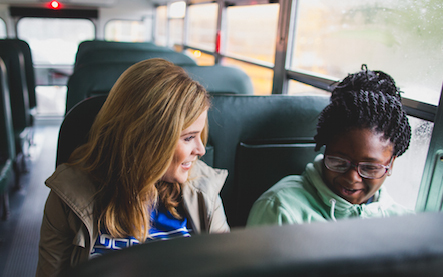 Jenna Bush Hager rides with students to Lilla G. Frederick Pilot Middle School in celebration of the ... 