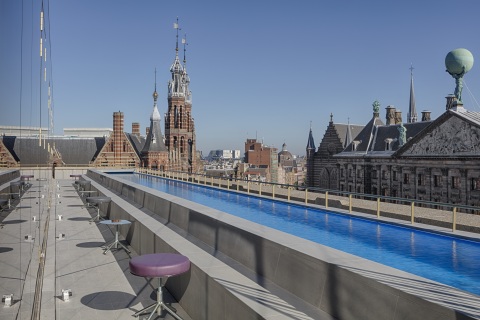 W Amsterdam features WET®, Amsterdam’s first rooftop pool, offering views of the Royal Palace and li ... 