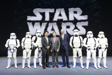 Walt Disney International Chairman Andy Bird (Right), Mtime CEO Kelvin Hou (Middle), and Walt Disney ... 