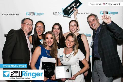 Members of the New England PR community celebrate their Bell Ringer victories at the 2015 ceremony.  ... 