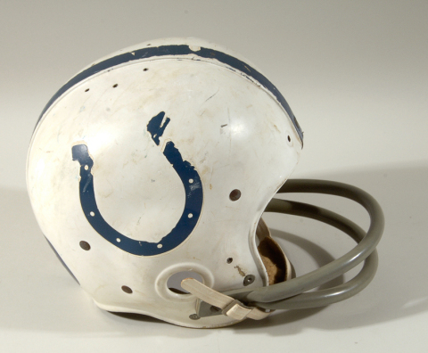 This Johnny Unitas Baltimore Colts professional model football helmet (est. $40,000-$60,000) is bein ... 