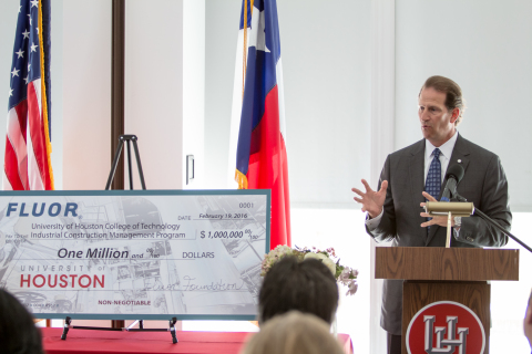 Fluor Chairman and CEO David Seaton presents a $1 million check to the University of Houston to esta ... 