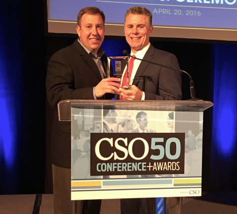 Charles Newberry (right), Quintiles Chief Information Security Officer, receives the CSO50 award. (P ... 