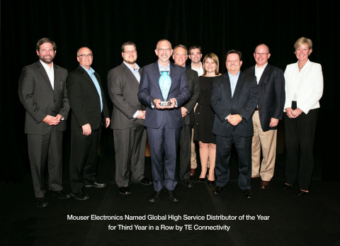 TE Connectivity honors Mouser with its prestigious Global High Service Distributor of the Year Award ... 