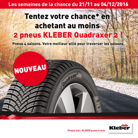 Les semaines de la chance KLEBER sur 123pneus.fr (Photo: Business Wire)