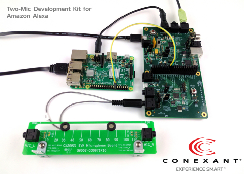 Conexant’s AudioSmart™ 2-Mic Development Kit for Amazon Alexa Voice Service (AVS). Arrow is distribu ... 