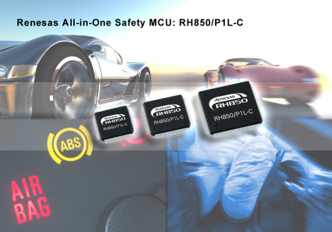 Renesas Electronics introduces the all-in-one safety MCU, the RH850/P1L-C. (Graphic: Business Wire)