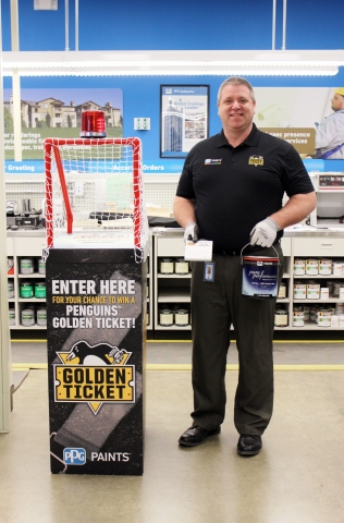 John Brent, delivery supervisor for Pittsburgh-area PPG PAINTS™ stores, encourages Pittsburgh Pengui ... 
