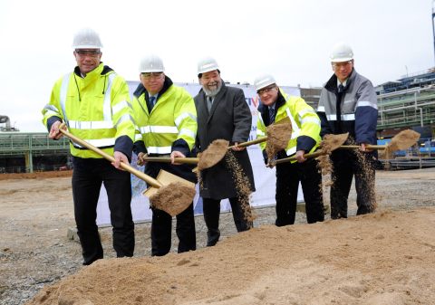 From left: Matthias Steiner, Rich Owins, Bernhard Marewski, Jack Boss, Ernst Grigat break ground for ... 