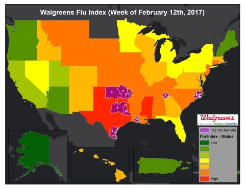 Walgreens Flu Index (Week of February 12, 2017) (Graphic: Business Wire)