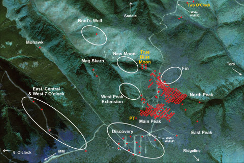 The ovals on the map depict the target drill areas for the Phase II 2017 drilling program. The total ... 