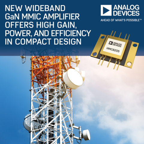 Analog Devices’ Wideband GaN MMIC Amplifier Offers High Gain, Power and Efficiency in Compact Design ... 