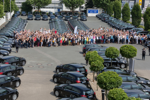 Big car handover 2016 in Ahlen: 200 Mercedes Benz A-class cars are handed over to LR sales partners. ... 