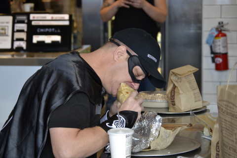 Bruce Wayne of Tiffin, Ohio enjoys his 426th consecutive Chipotle meal. To celebrate, Chipotle prese ... 