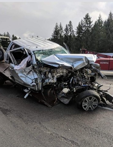 Blaine Wilmotte was in the front passenger seat of this vehicle when it was crushed by the Amtrak tr ... 