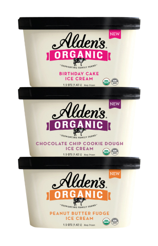Three new flavors from Alden's Organic: Organic Birthday Cake, Organic Chocolate Chip Cookie Dough a ... 