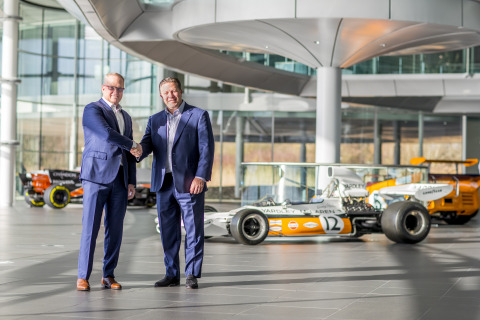 Chuck Myers, President and CEO at Airgain, and Zak Brown, Executive Director, McLaren Technology Gro ... 