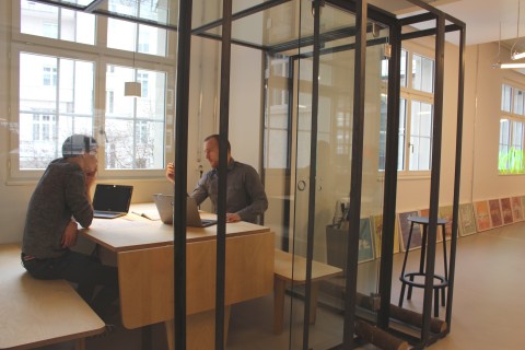 Employees collaborate in the new Accenture Innovation Hub - Zurich, opening today at St. Annagasse ( ... 