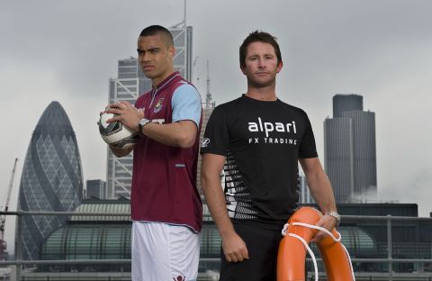 West Ham United first-team player Winston Reid and former world champion skipper Adam Minoprio (NZL) go head to head in a game-changing sports challenge in the City of London. (Photo: Business Wire)