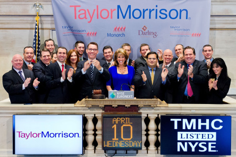 Taylor Morrison President and Chief Executive Officer Sheryl Palmer, joined by members of the Taylor Morrison management team, rings the NYSE Opening Bell(R) to celebrate the company's IPO and first day of trading on the NYSE. (Source: NYSE Euronext photo)