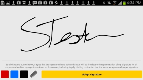 Signatures can be created directly on the screen of the device. (Photo: Business Wire)