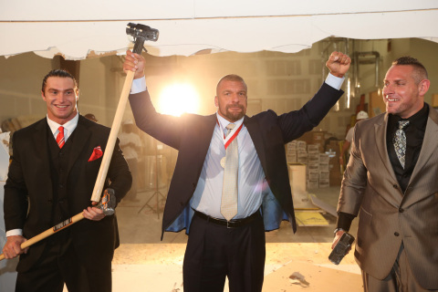 Left to right: Mason Ryan, Paul "Triple H(R)" Levesque and Conor O'Brian (Photo: Business Wire)