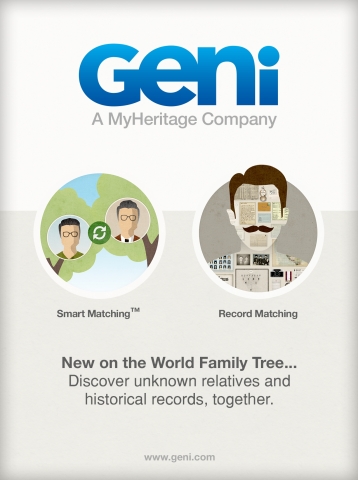 Major new features launched to help Geni.com users enrich the World Family Tree and discover unknown relatives (Graphic: Business Wire)