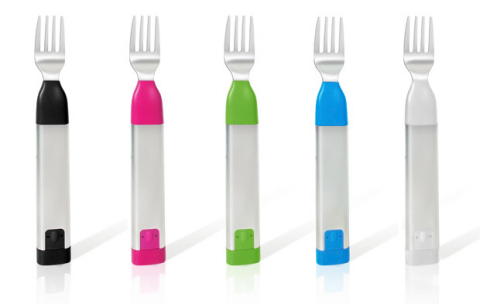 HAPIfork the world's first connected fork is available for pre-order on Kickstarter. Personal technology tool monitors how fast people eat and helps them slow down. Slated to retail for $99, shipping in pink, green and blue to the general public in the US and EU in the fourth quarter of this year. (Photo: Business Wire)