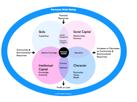 An individual's skills, assets, and choices affect the value of the larger community and natural environment, which, in turn, affects their personal security and well-being (HAPIness). (Graphic: Business Wire)