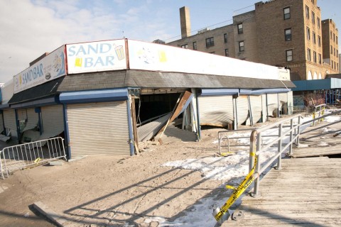 A restaurant on Beach 116th Street in the Rockaways that sustained major damage during Hurricane Sandy (photo courtesy of the NYC Department of Small Business Services).