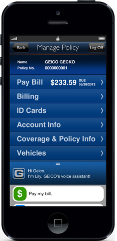 Snapshot of Lily, GEICO's interactive voice assistant. (Graphic: GEICO)