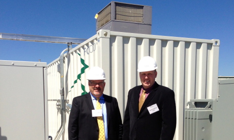 Energi CEO Brian McCarthy and SVP Kevin Kaminski in front of the Bridgeport plant. (Photo: Business Wire)