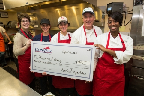 (L-R): Miriam's Kitchen Chief Development and Communications Officer Sara Gibson; Chairman of the Board of Directors Nicole Levine; Assistant Director, Kitchen Operations Chef Emily Hagel; Cardinal Bank President F. Kevin Reynolds and Cardinal Trust & Investments Portfolio Analyst Stacey Shaw. (Photo: David Galen, Galen Photography)