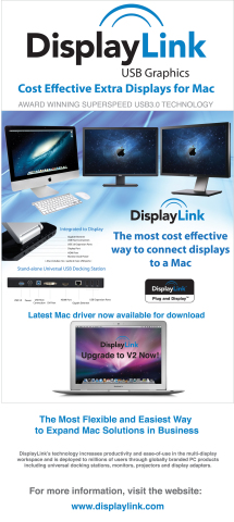 DisplayLink announces latest Mac driver adding support to DisplayLink enabled USB docking stations and adapters (Photo: Business Wire)