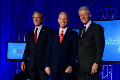 Bob McCann, CEO UBS Group Americas with President George W. Bush and President Bill Clinton (Photo: Business Wire)