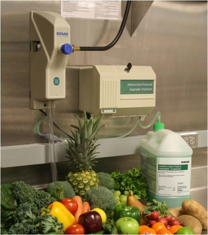 Ecolab's Antimicrobial Fruit and Vegetable Treatment is the industry's first no-rinse produce wash to earn both EPA registration and FDA clearance. (Photo: Ecolab)