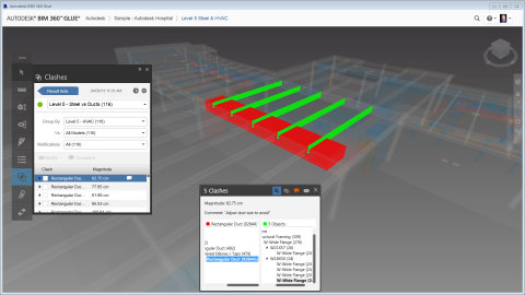 Screenshot of Autodesk BIM 360 Glue identifying a clash on a Construction Project (Graphic: Business Wire)