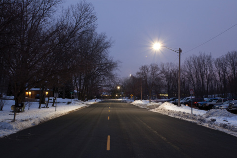 Xcel Energy has installed GE's Evolve(TM) Cobrahead fixtures in West St. Paul, Minn., in a pilot project to measure the performance of LED street lighting. (Photo: General Electric)
