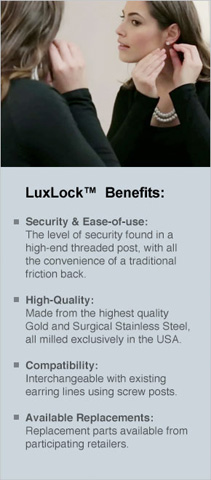 LuxLock(TM) Gold Earring Back - Facts (Graphic: Business Wire)