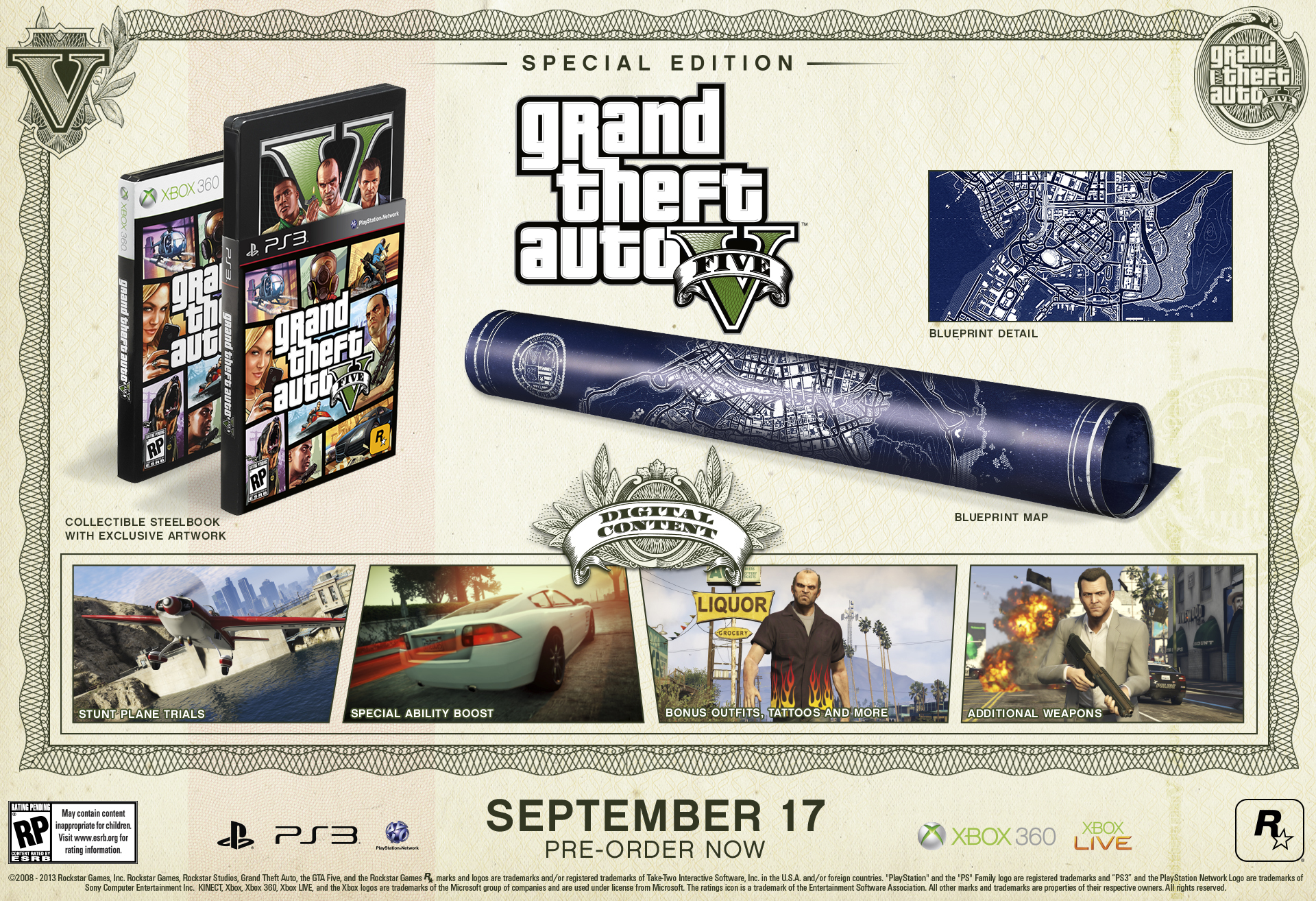 Grand Theft Auto V Special Edition Xbox 360 Game : : Everything  Else