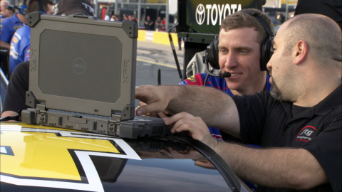 With Dell Rugged products integrated into the NASCAR team's environment at the shop, in the garage, and at the track, JTG Daugherty Racing can quickly collect performance statistics, analyze that data and implement changes based on those findings much faster than before. (Photo: Business Wire)