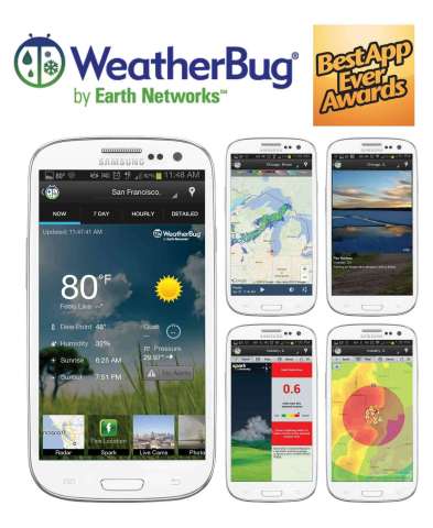 WeatherBug(R) for Android won the Best App Ever award in the weather category after receiving the most votes from mobile users. (Graphic: Earth Networks - WeatherBug)