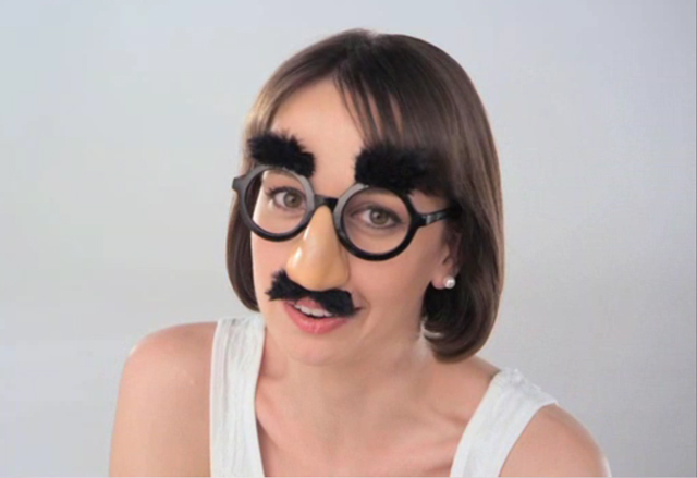 A woman disguises herself with Groucho glasses and mustache to discuss how vaginal pH imbalance can cause feminine odor. "It's the perfect parallel for the way deodorizing products try to 'disguise' feminine odor." RepHresh Vaginal Gel is clinically shown to eliminate the cause of odor, unbalanced feminine pH, so odor really does go away without the need for added scents or deodorants.