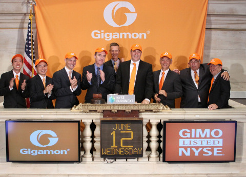 Gigamon Chief Executive Officer Paul Hooper, joined by members of the company's management team, rings the NYSE Opening Bell® to celebrate the company's IPO and first day of trading on the NYSE. (Source: NYSE Euronext Photo)
